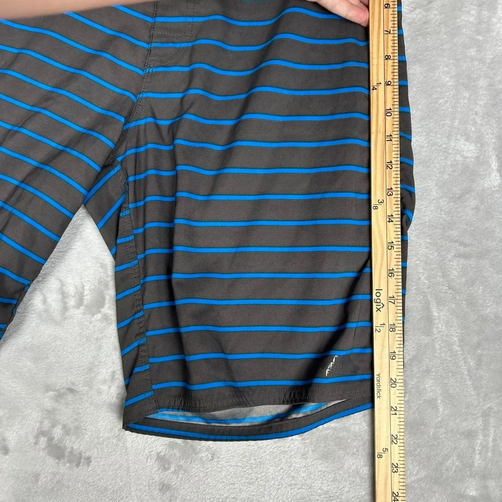 The North Face Mens Swim Trunks Board Shorts Striped Blue Gray‎ Size 34